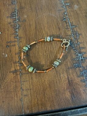 Handcrafted Green and Copper Beaded Bracelet - Women Jewelry 1784